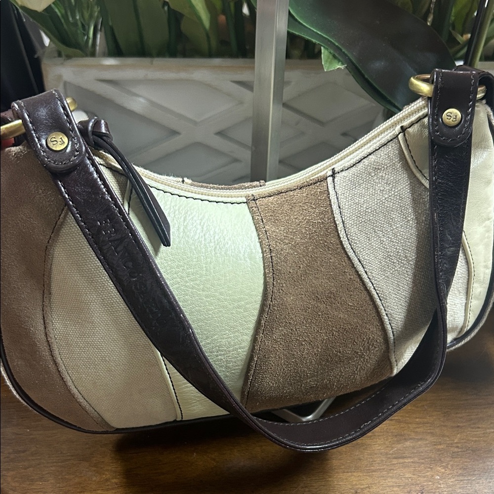 Franco Sarto patchwork leather suede shoulder Bag - image 3